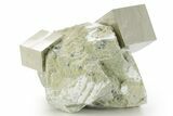 Two Natural Pyrite Cubes In Rock - Navajun, Spain #361874-1